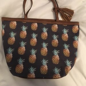 Navy Pineapple tote bag